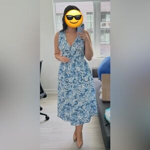 Abercrombie Deep V Floral Tie Back Midi Dress